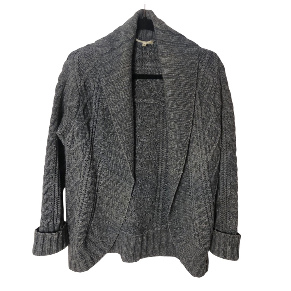 Vince Gray Alpca/Wool/Cashmere Open Front Cable Knit Cardigan Sweater